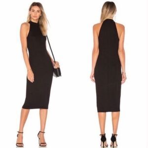 L’AGENCE | Black Mock Neck Sleeveless Midi Bodycon Dress Women’s Size Small